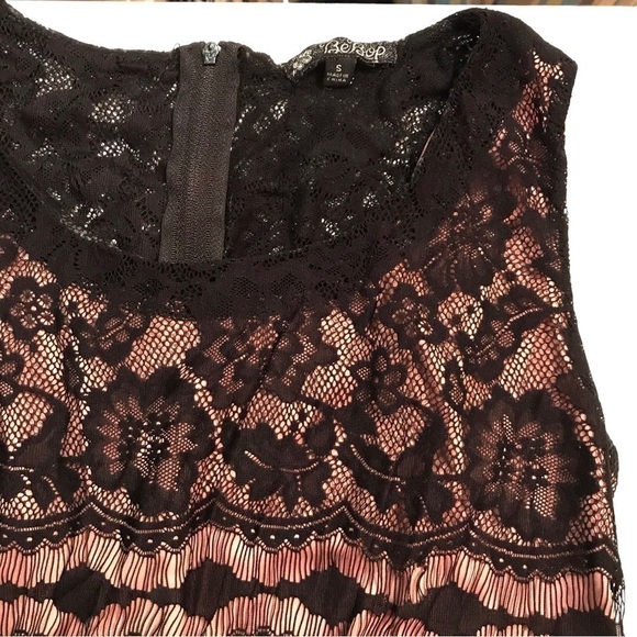 BeBop black lace overlay over salmon pink tulle dress Sleeveless Size Small - Picture 5 of 15